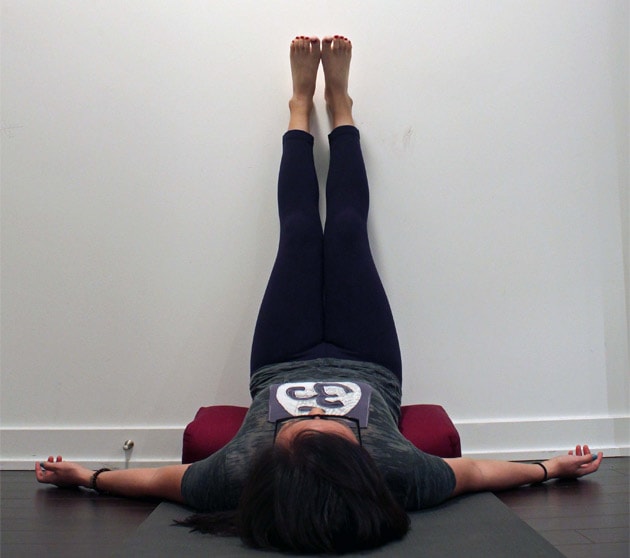 Yoga for sciatica | supported legs up against wall